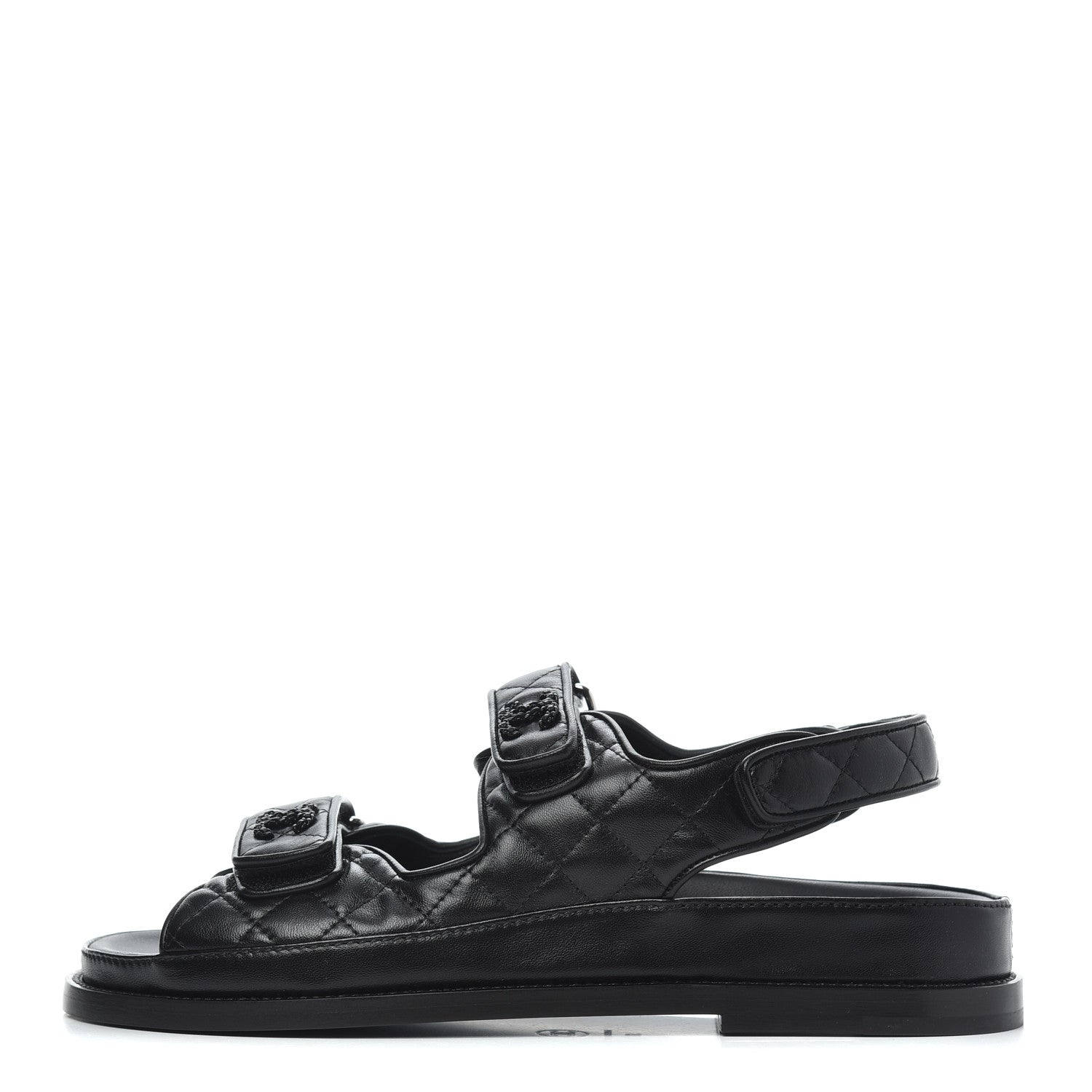 Chanel Lambskin Velcro Dad Sandals 39 Black 1 of 9