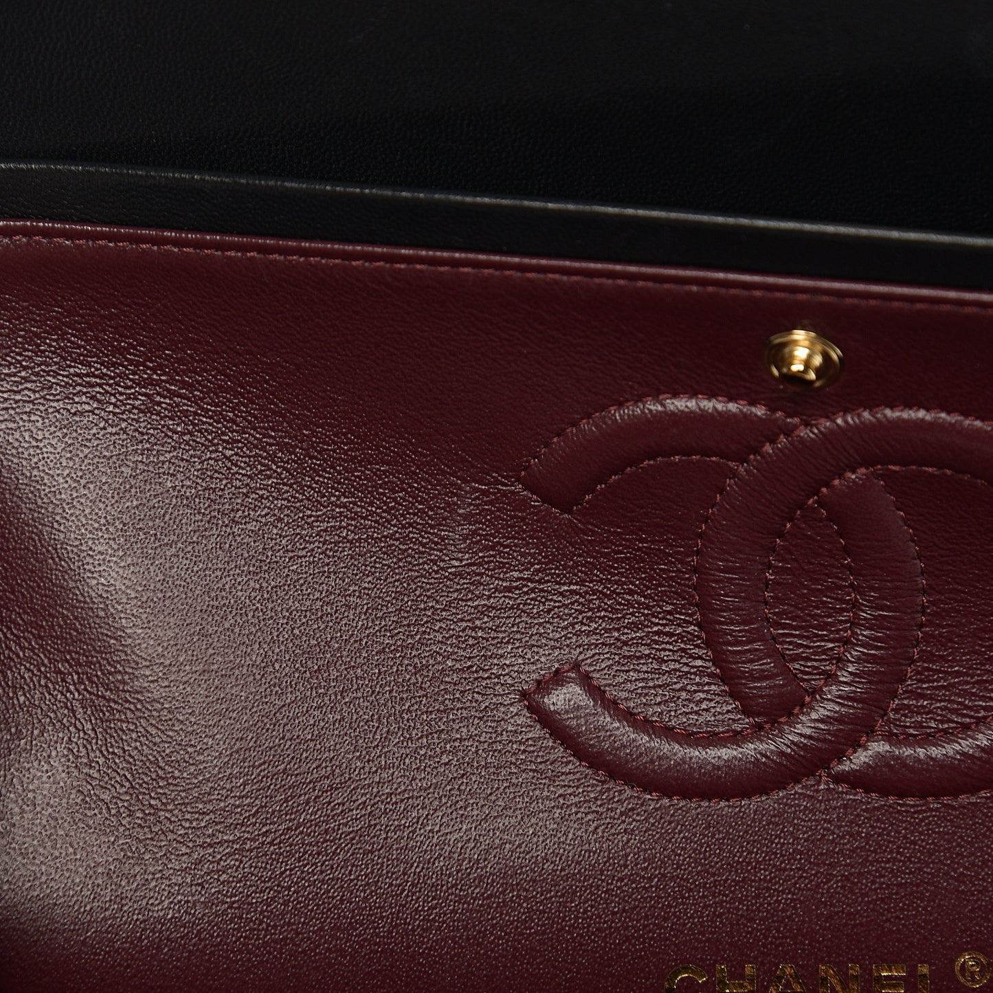 Lambskin Quilted Medium Double Flap Black