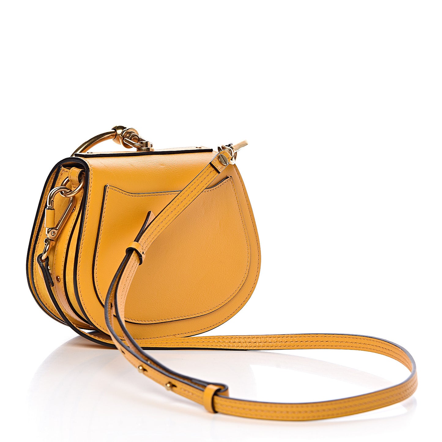 Calfskin Suede Small Nile Bracelet Bag Dusty Yellow