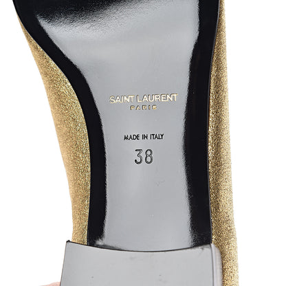 Saint Laurent Metallic Calfskin Smoking Slipper Flat Loafers 38 Gold 8 of 14