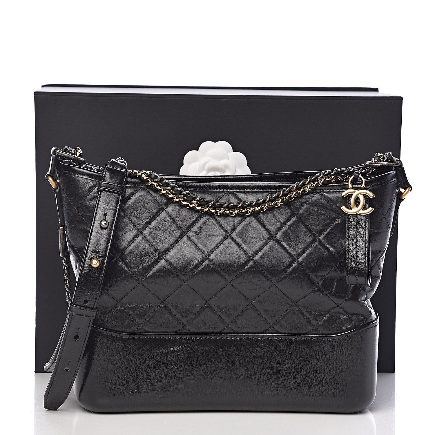 Chanel Aged Calfskin Quilted Medium Gabrielle Hobo Black 13 of 13