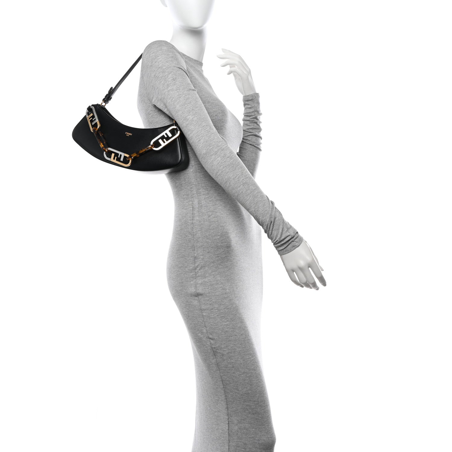 Fendi Vitello Queen Palmellato Fendi O'Lock Swing Black 2 of 11