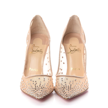 Christian Louboutin Suede Silk Crystal Strass Follies 100 Pumps 35.5 Version Light Silk 2 of 8