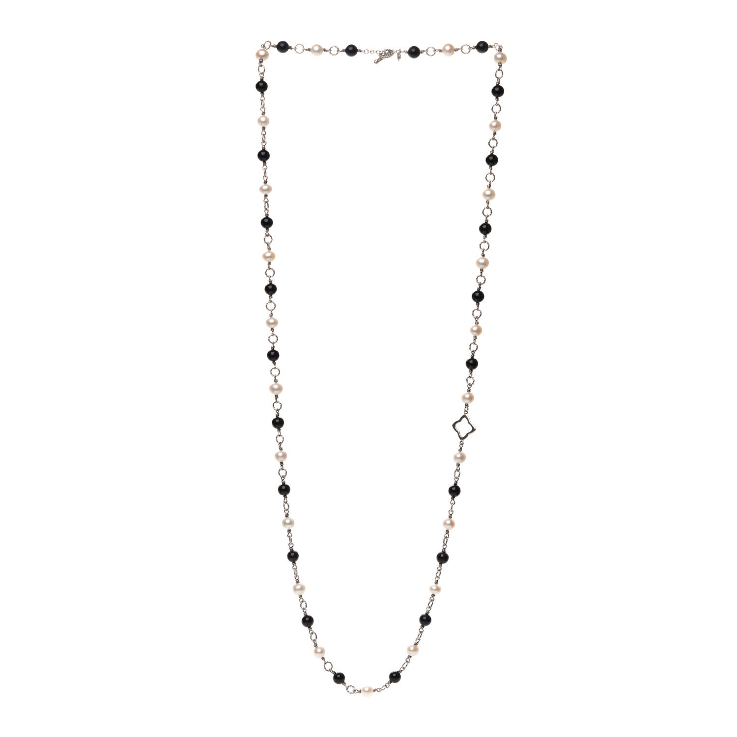 David Yurman Sterling Silver Black Onyx Pearl Bijoux Necklace 3 of 4