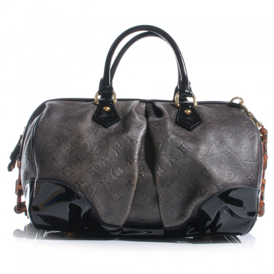 Cuir Patent Embossed Monogram Stephen Bag Grey