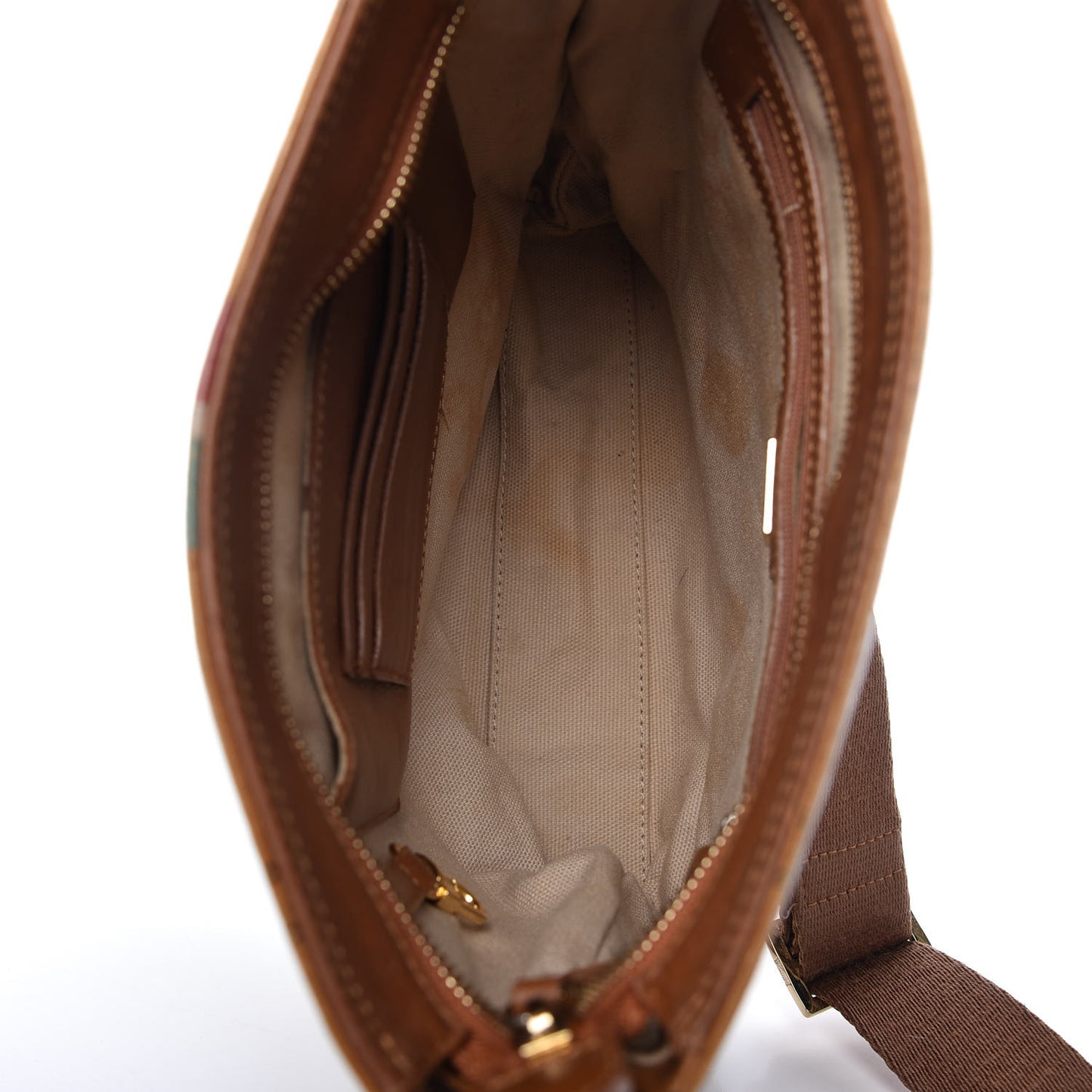 Visetos Striped Crossbody Messenger Cognac