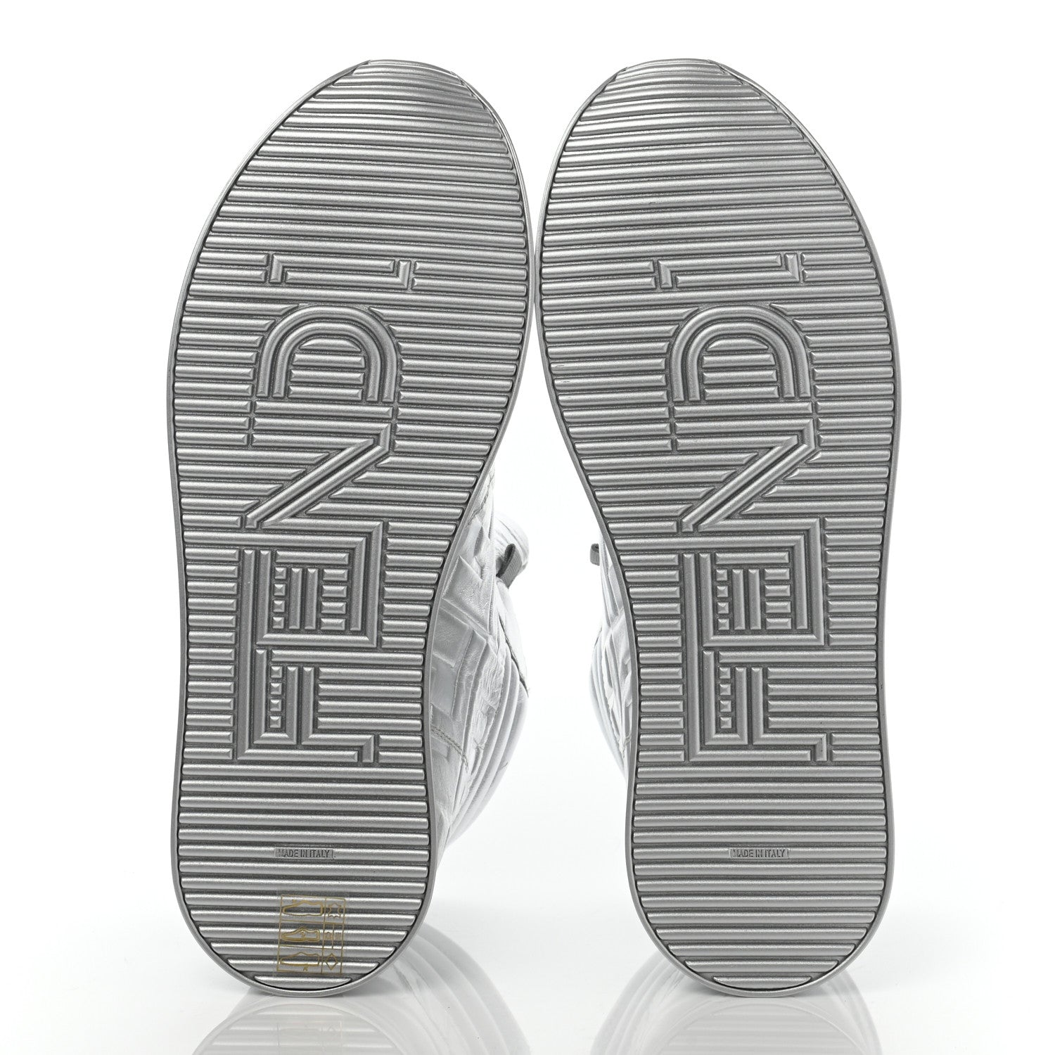 Fendi X NICKI MINAJ Metallic Nappa Macro FF Embossed Prints On High Top Sneakers 37 Silver 10 of 11