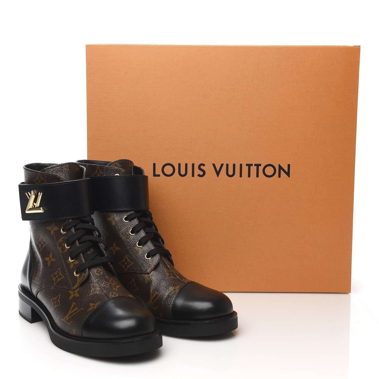 Louis Vuitton Calfskin Monogram Wonderland Flat Ranger Boots 41 Black 9 of 9