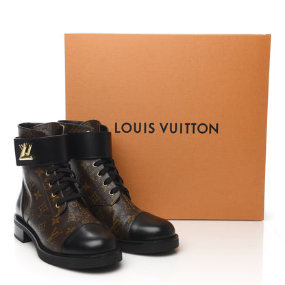 Louis Vuitton Calfskin Monogram Wonderland Flat Ranger Boots 41 Black 9 of 9