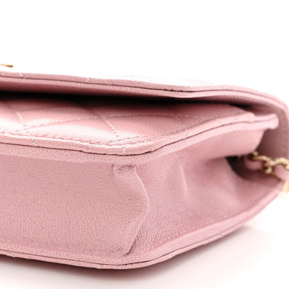 Chanel Caviar Quilted Studded CC Wallet on Chain WOC Light Pink 11 of 11
