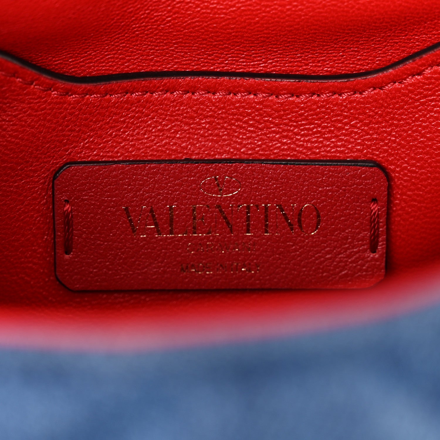 Valentino Garavani Denim Mini Candystud Top Handle Bag Blue Red 6 of 9