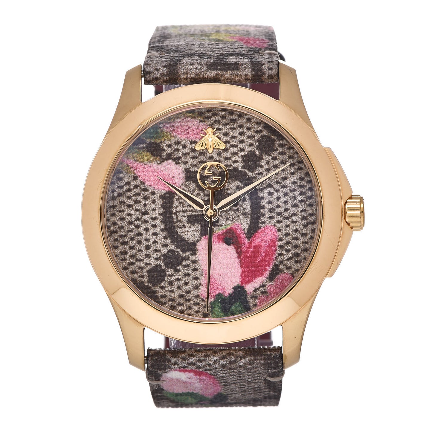 Stainless Steel Canvas 38mm G-Timeless Supreme GG Blooms Quartz Watch Brown
