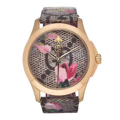 Gucci Stainless Steel Canvas 38mm G-Timeless Supreme GG Blooms Quartz Watch Brown 1 of 9