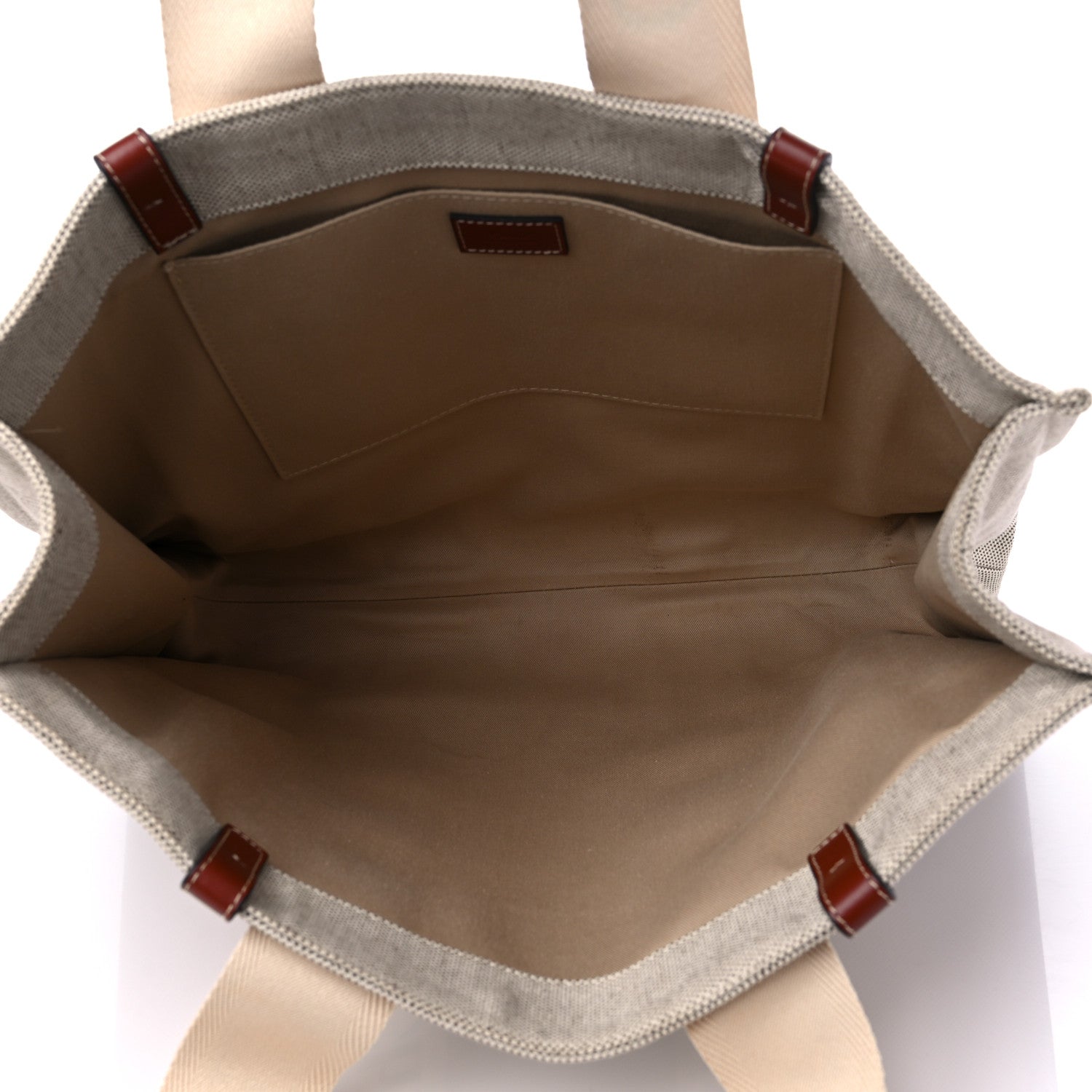 Chloe Cotton Calfskin Large Woody Ribbon Tote White Brown 5 of 14