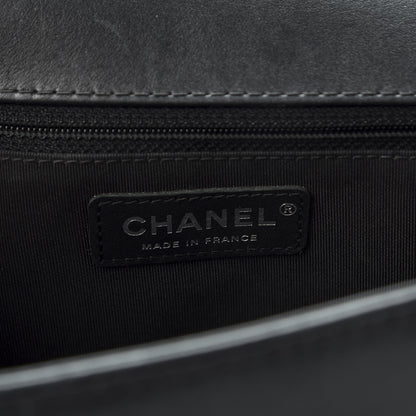 Chanel Calfskin Chevron Quilted New Medium Braided Boy Flap Black 7 of 10