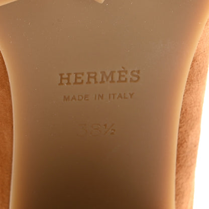 Hermes Suede Goatskin Woolskin Flore 60 Mules 38.5 Brun Amourette Ecru 7 of 8
