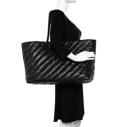 Balenciaga Crushed Calfskin Quilted Matte Black Hardware Large Crush Carry All Tote Bag Black 2 of 10