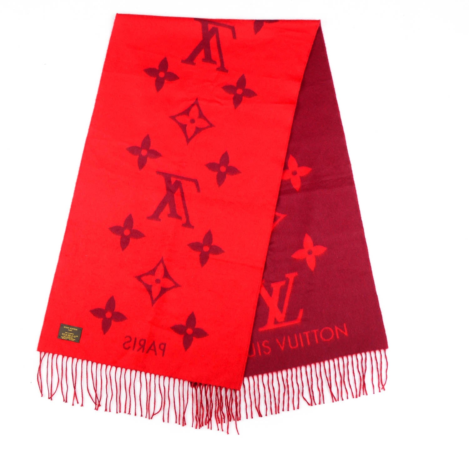 Louis Vuitton Cashmere Monogram Reykjavik Scarf Cherry 3 of 5