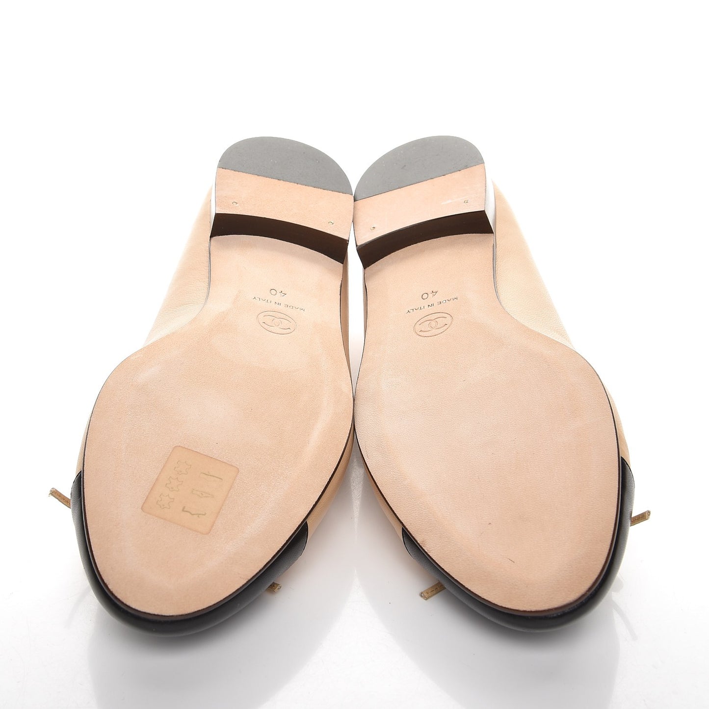 Lambskin Cap Toe CC Ballerina Flats 40 Beige Black