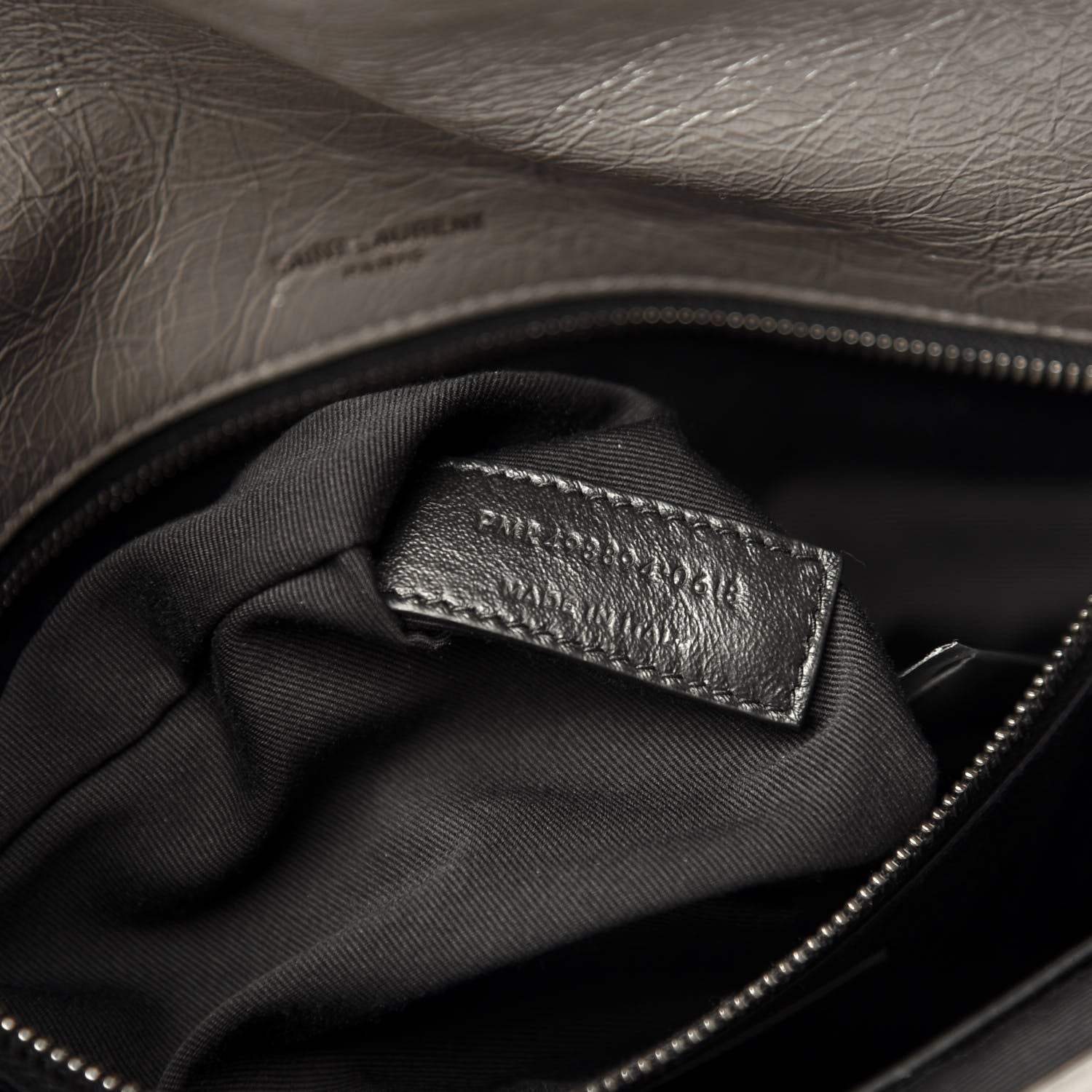 Saint Laurent Crinkled Calfskin Matelasse Monogram Medium Niki Chain Satchel Fog 10 of 11