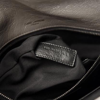 Saint Laurent Crinkled Calfskin Matelasse Monogram Medium Niki Chain Satchel Fog 10 of 11