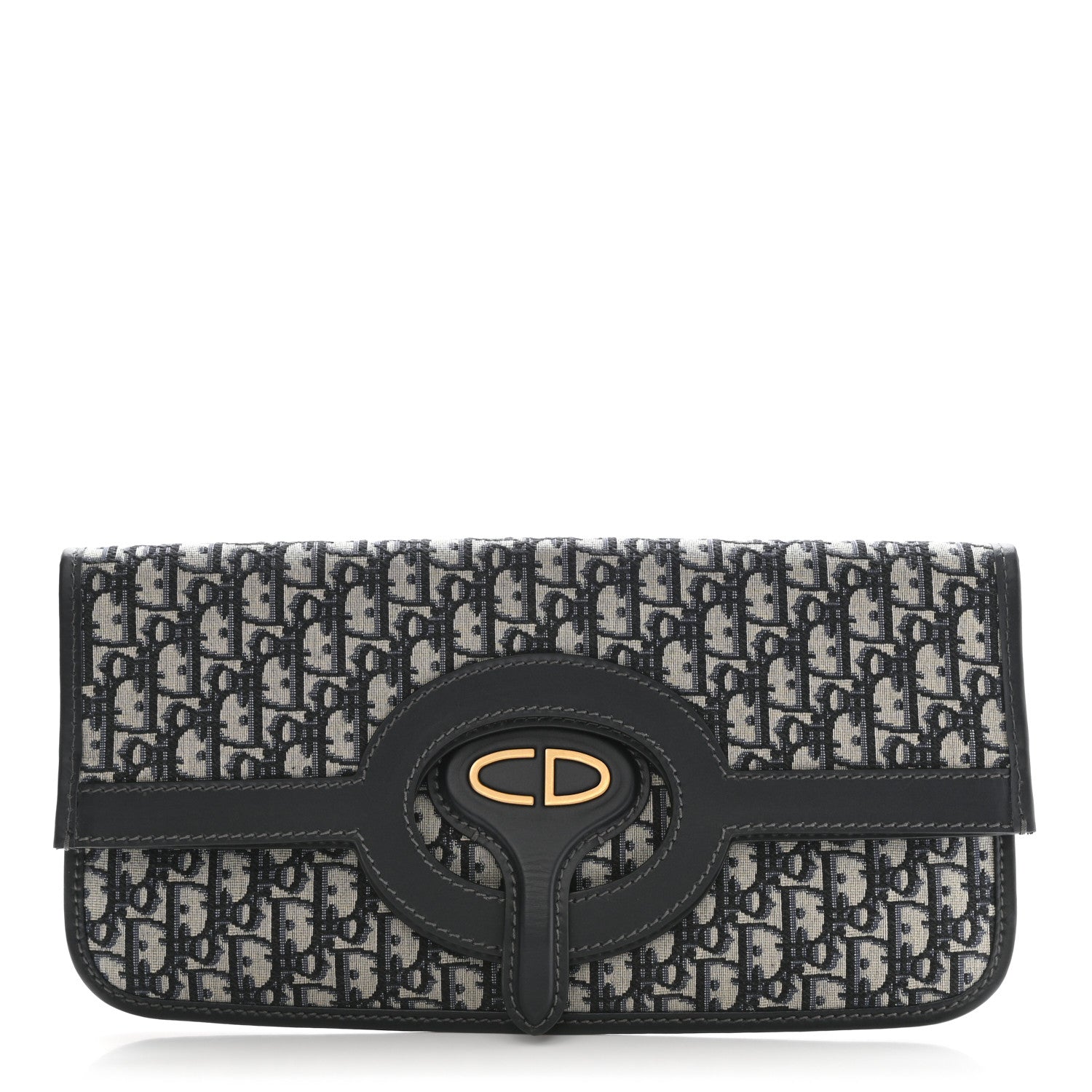 Christian Dior Oblique Fold Over Clutch Blue 1 of 8