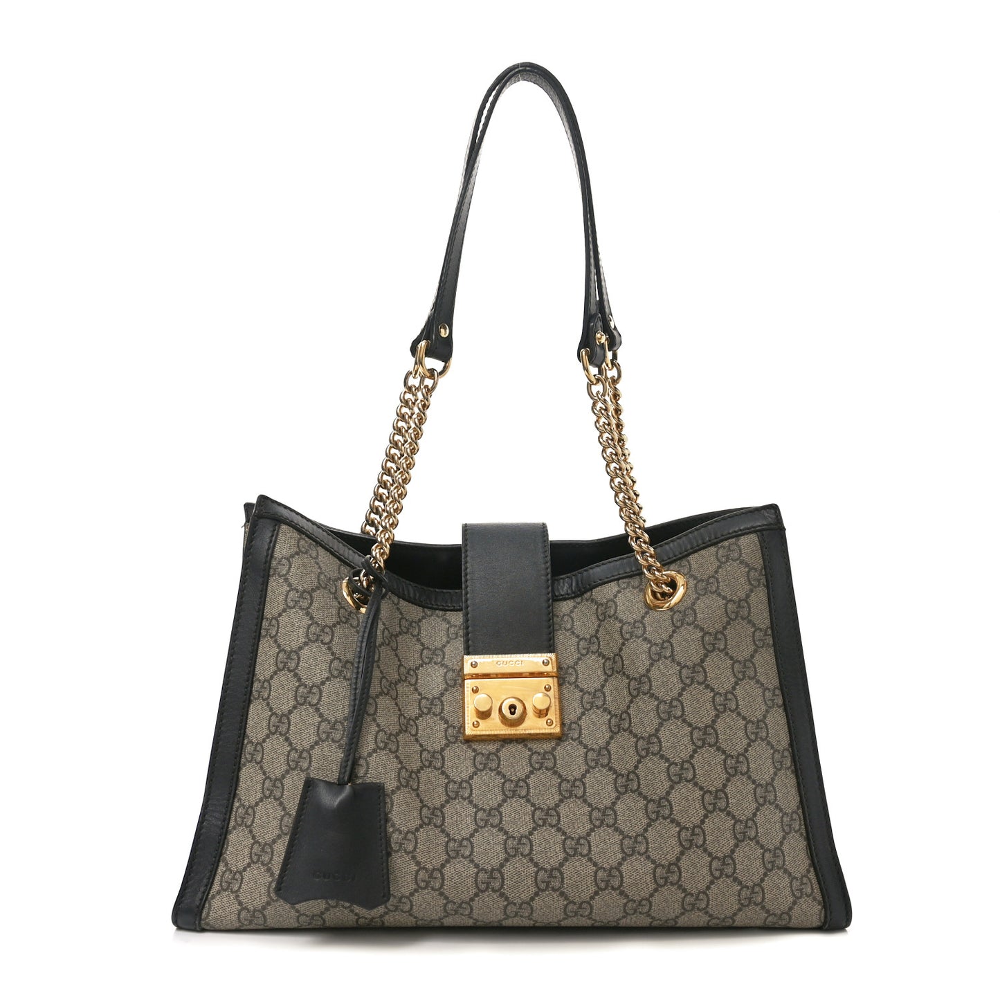 GG Supreme Monogram Medium Padlock Tote Black