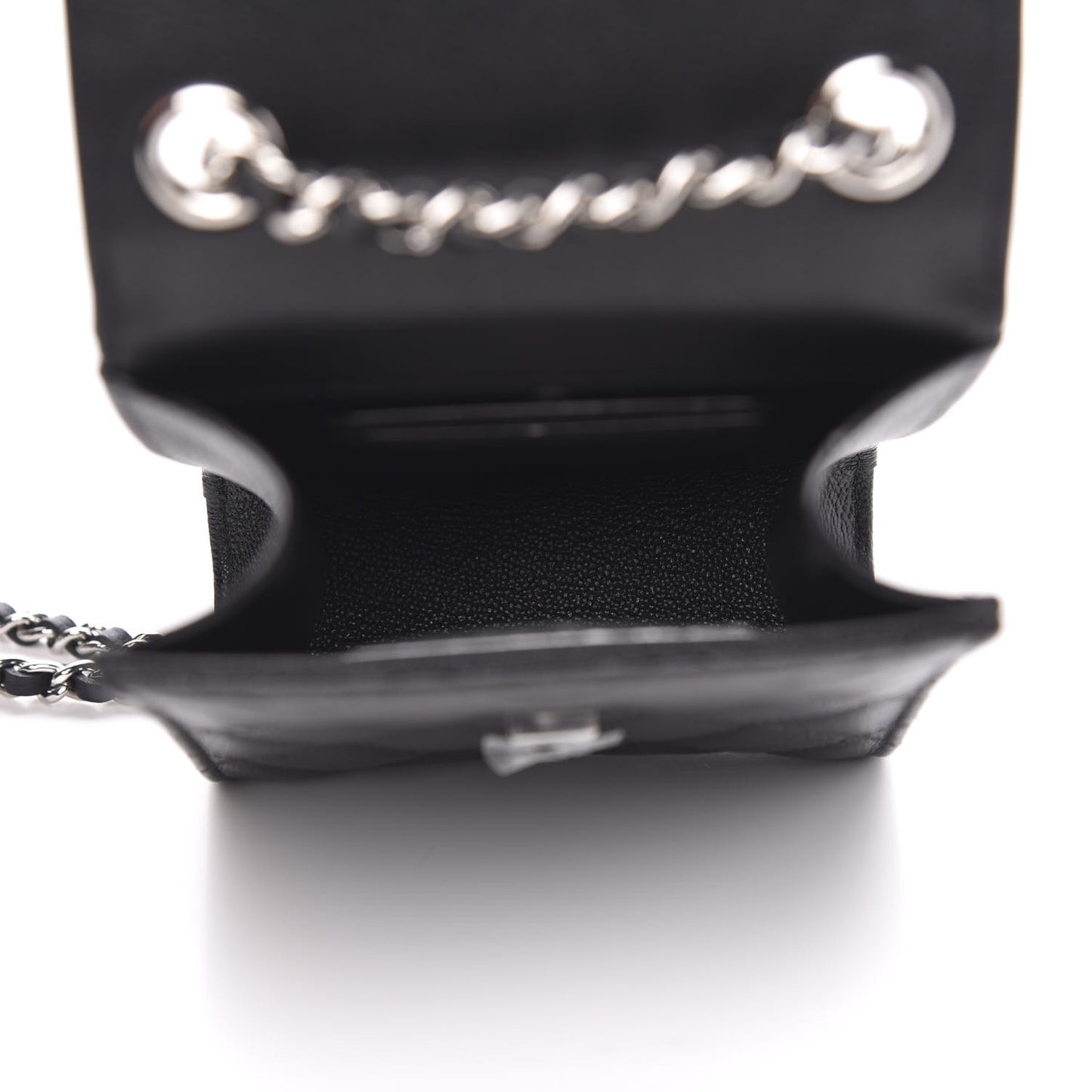 Grained Calfskin Quilted CC Box Clutch With Chain Black