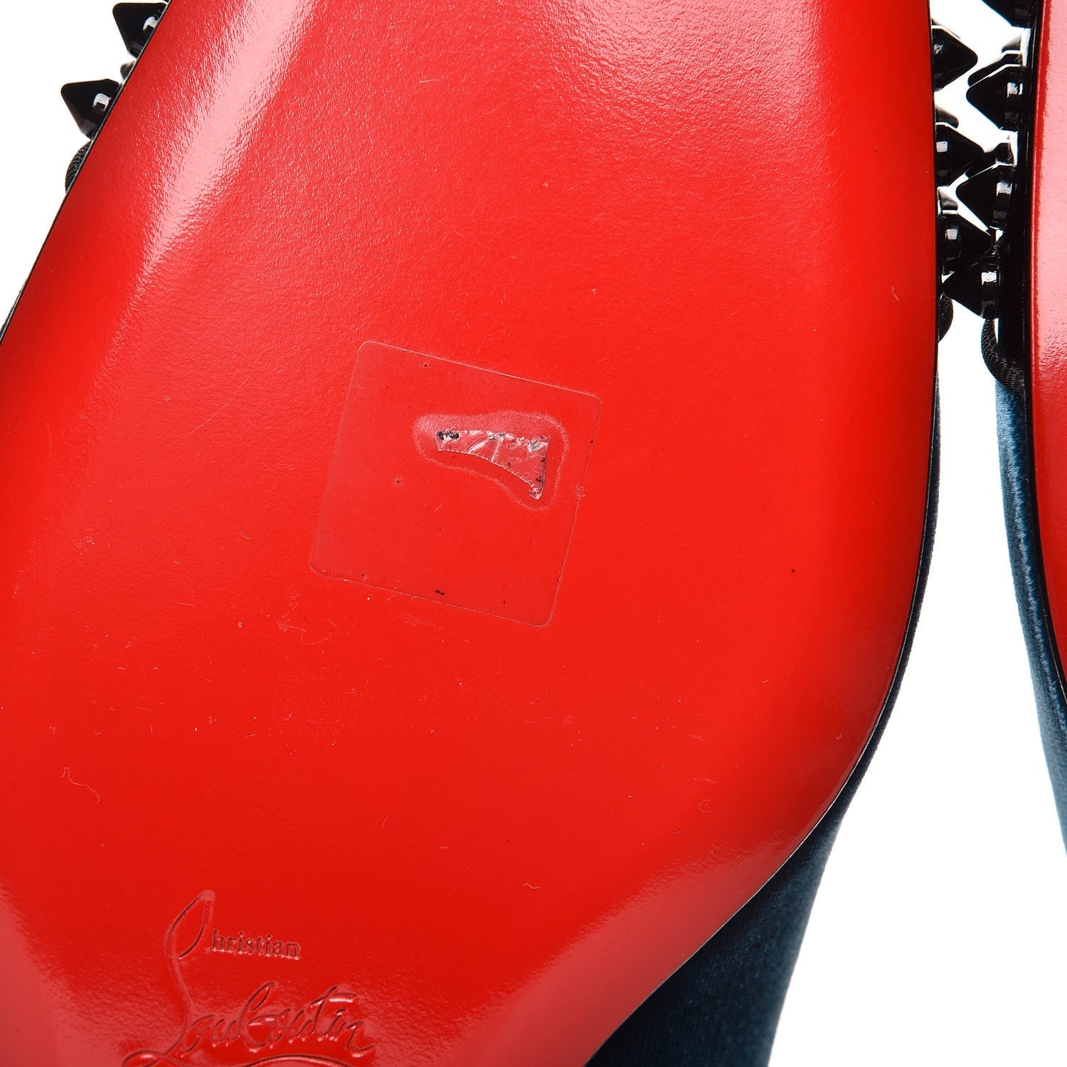 Christian Louboutin Mens Patent Velvet Spooky Spike Flat Loafers 42 Black Peacock 7 of 9