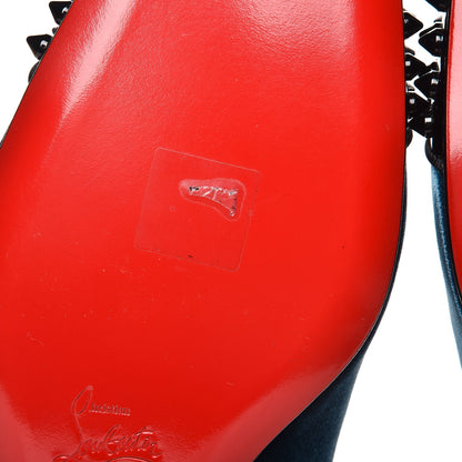 Christian Louboutin Mens Patent Velvet Spooky Spike Flat Loafers 42 Black Peacock 7 of 9