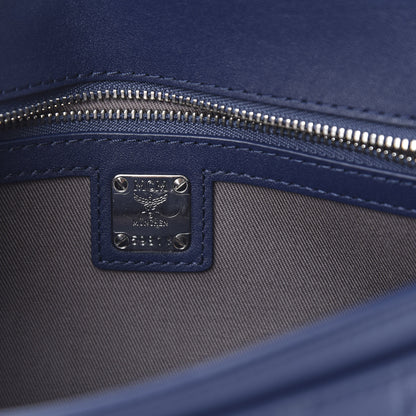 MCM Calfskin Ottomar Monogram Medium Millie Crossbody Bag Navy Blue 6 of 11
