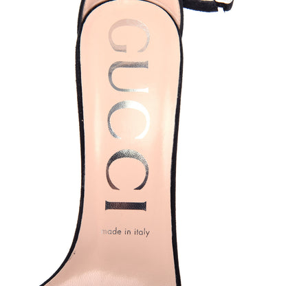 Gucci Kid Scamosciato GG Ankle Strap High Heel Sandals 38 Black 8 of 10