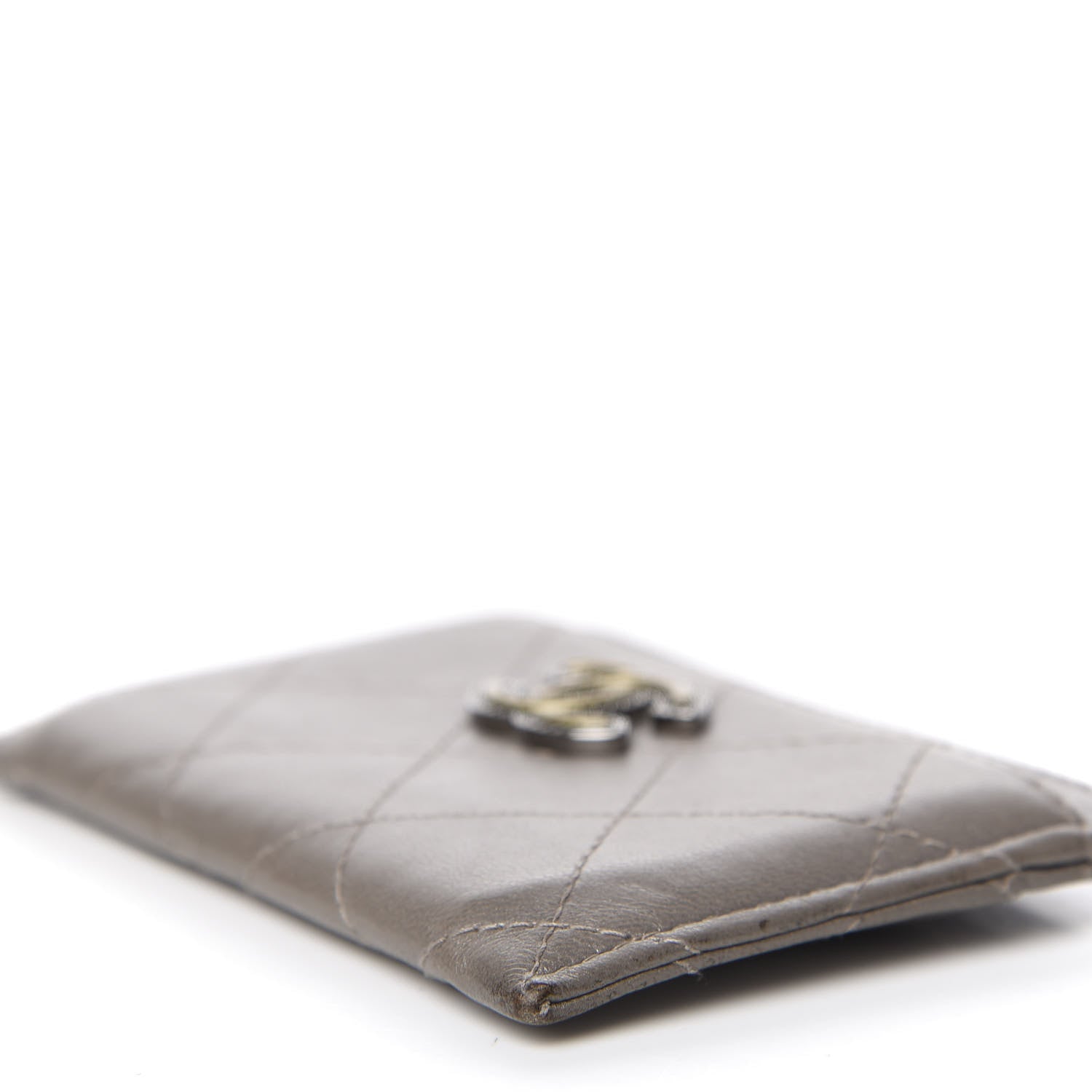 Chanel Lambskin Quilted CC Card Holder Dark Grey 10 of 13