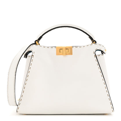 Fendi Cuoio Romano Selleria Medium Peekaboo Iconic Essentially Satchel Camelia Sand Cyber 1 of 11