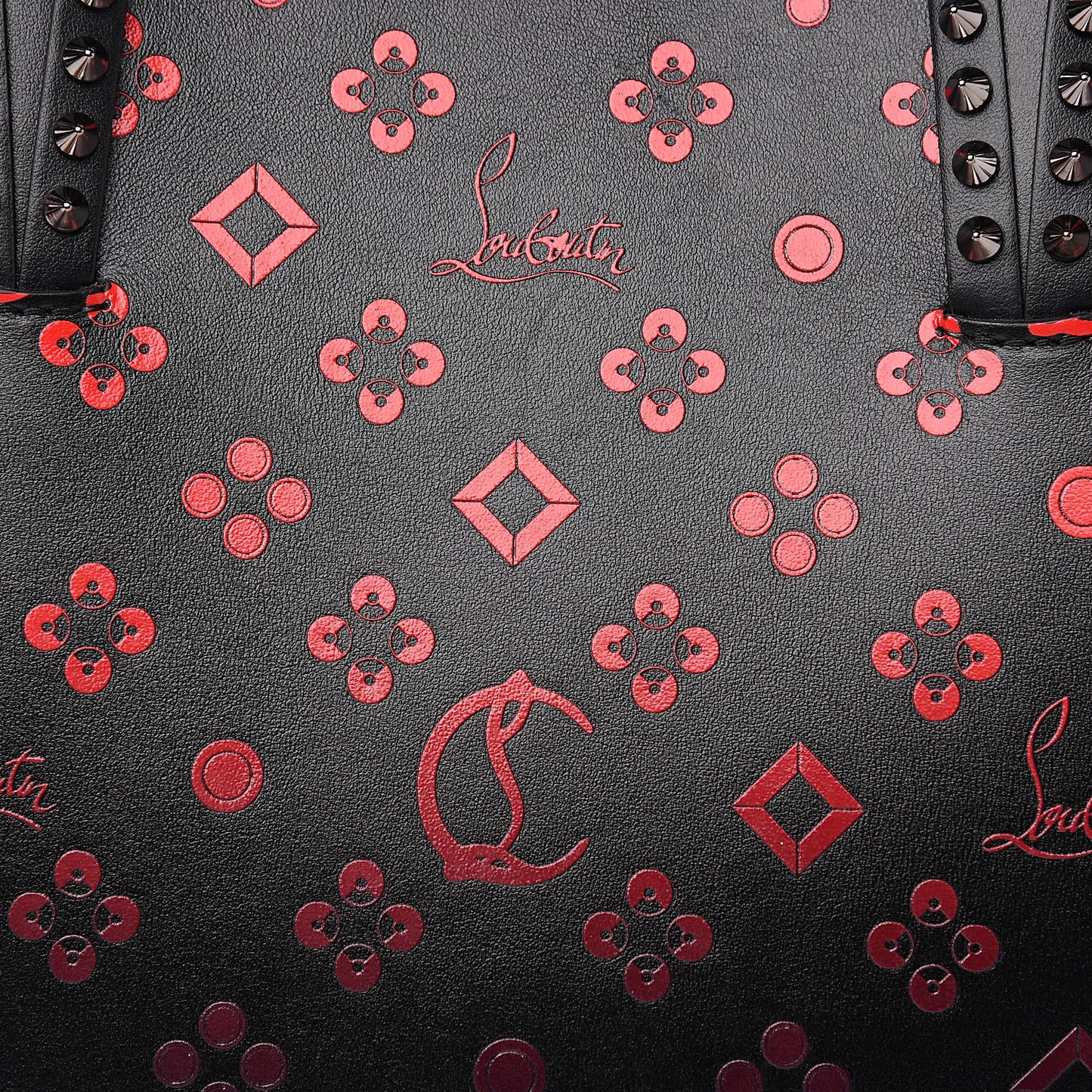 Perforated Calfskin Degrade Loubinthesky East West Cabata Tote Black Red