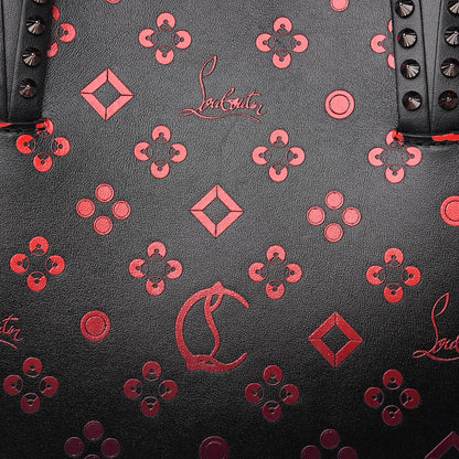 Christian Louboutin Perforated Calfskin Degrade Loubinthesky East West Cabata Tote Black Red 6 of 9