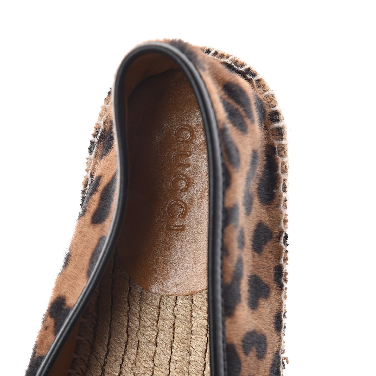 Calf Hair Leopard Print Espadrilles 8 Gold Black