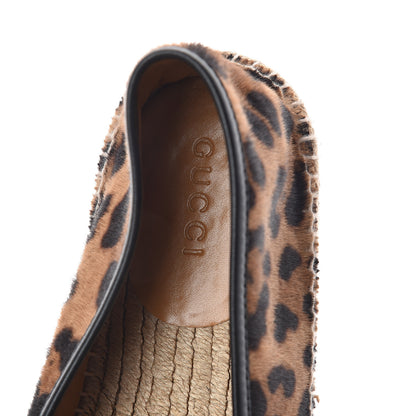 Gucci Calf Hair Leopard Print Espadrilles 8 Gold Black 5 of 7