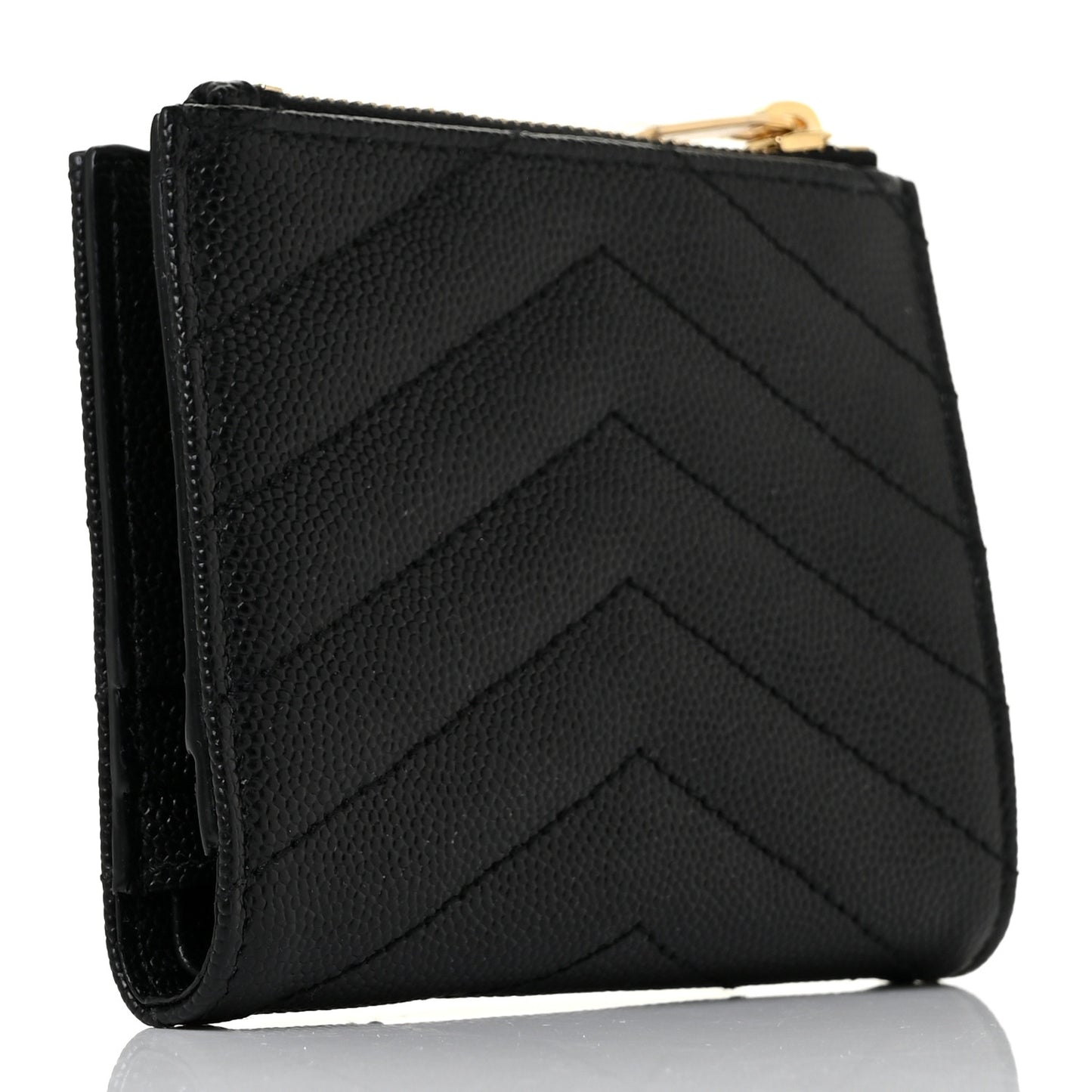 Grain De Poudre Matelasse Chevron Monogram Zipped Card Case Black