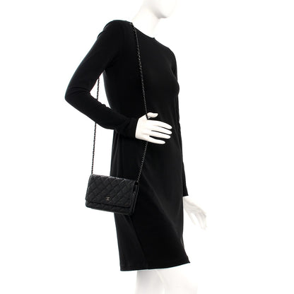 Chanel Crumpled Calfskin Quilted Wallet On Chain WOC So Black 2 of 9