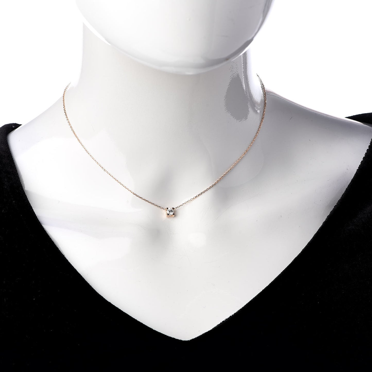 18K Pink Gold Diamond .23ct C De Pendant Necklace