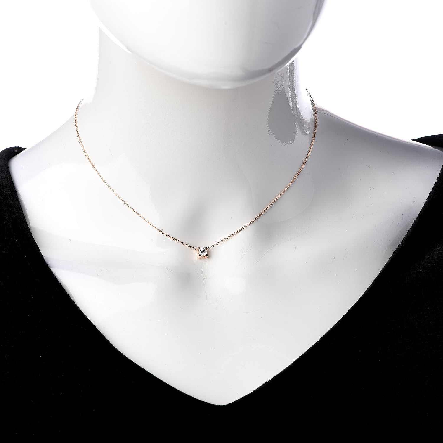 Cartier 18K Pink Gold Diamond .23ct C De Pendant Necklace 2 of 5