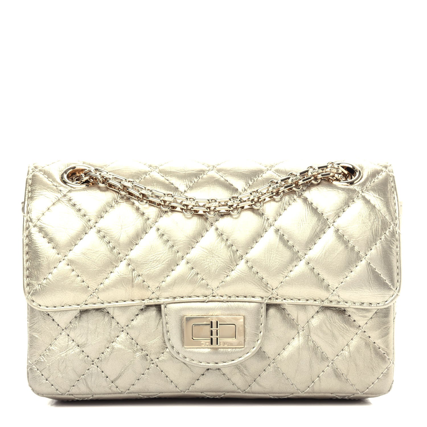 Chanel Aged Calfskin Quilted 2.55 Reissue Mini Flap Light Gold 1 of 10