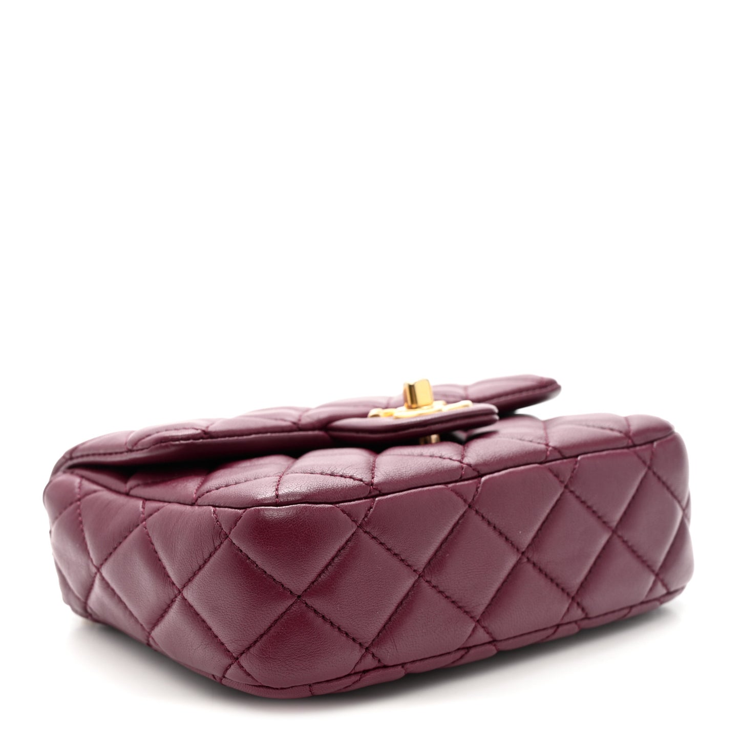 Lambskin Enamel Quilted Mini Coco Hearts Square Flap Burgundy