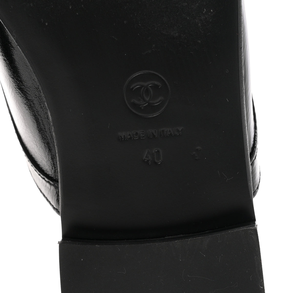 Shiny Crumpled Lambskin CC Mules 40 Black