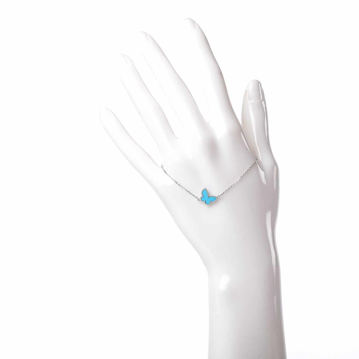 18K White Gold Turquoise Sweet Alhambra Butterfly Bracelet