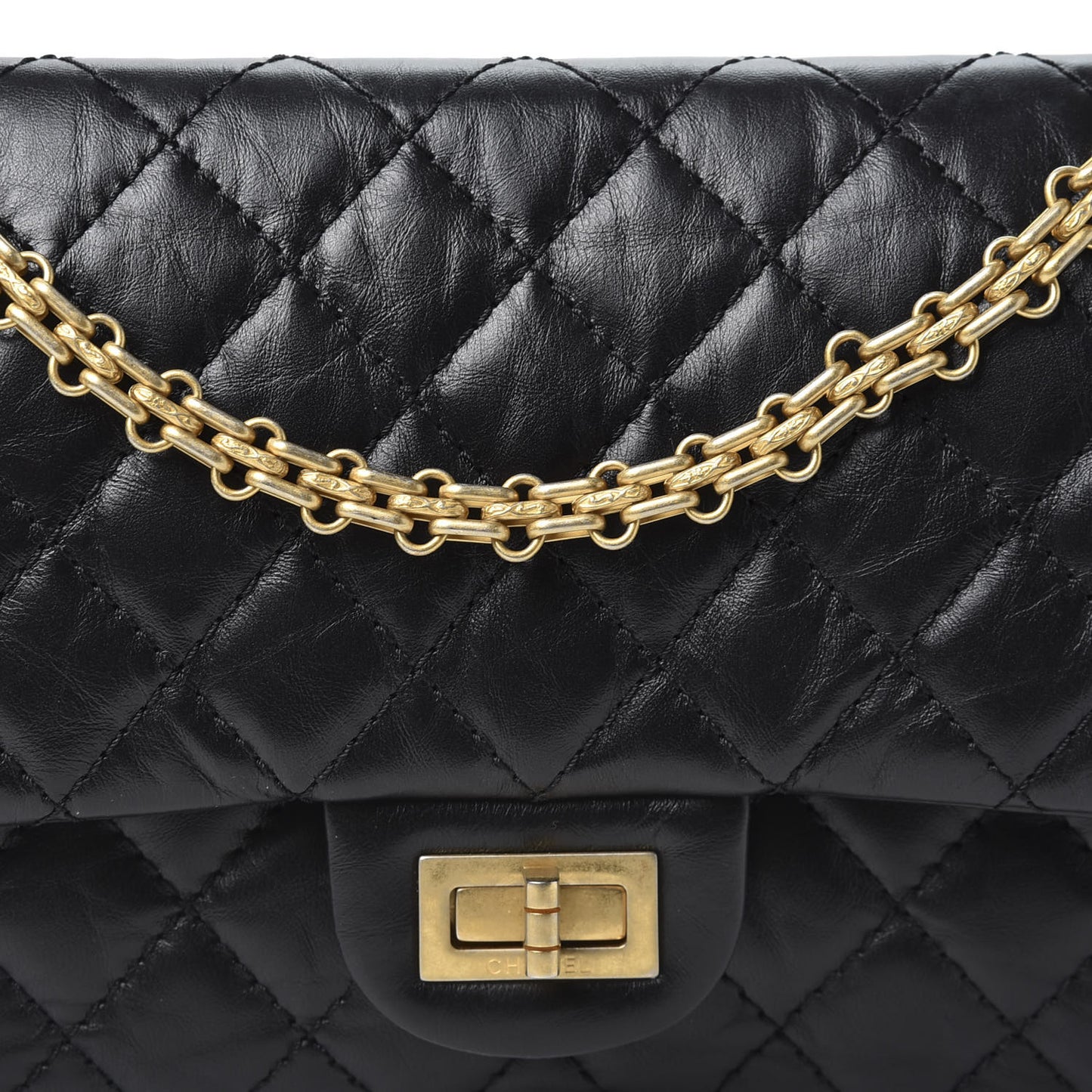 Aged Calfskin Quilted 2.55 Reissue 225 Flap Black