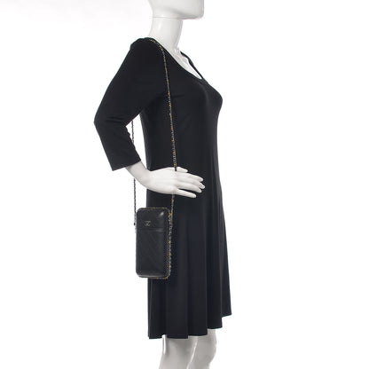 Chanel Lambskin Quilted Chain Around Phone Holder Black 2 of 9