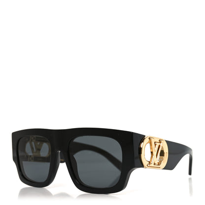 Louis Vuitton Acetate LV Link Square Sunglasses Z1478W Black 1 of 6