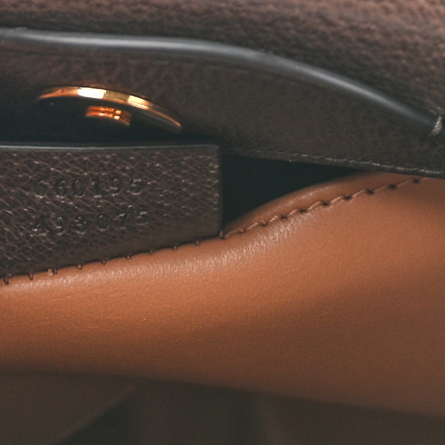 Monogram Jumbo GG Textured Dollar Calfskin Small Diana Tote Bag Camel Ebony New Acero